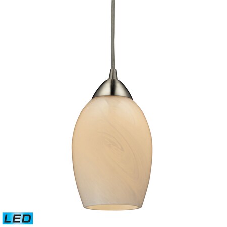Elk Lighting Favela 1-Lght Mini Pndnt SatNickel w/Off-Wht Glass - Incl LED Bulb 10222/1COC-LED